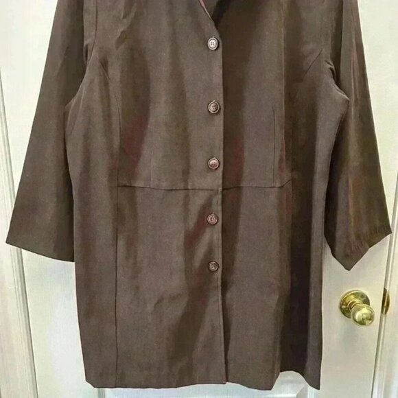 Vintage Shirt Dress Long Sleeves Dark Chocolate Brown  Micro Suede Size 16 - Picture 8 of 16